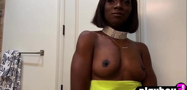  Petite ebony babe Ana Foxxx played with wet pussy after dancing and hot posing